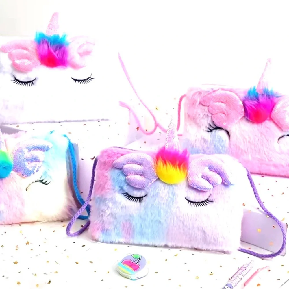 Girls sequin plush unicorn purse. New